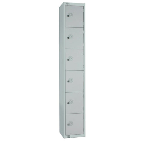 Elite Six Door Coin Return Locker with Sloping Top Grey