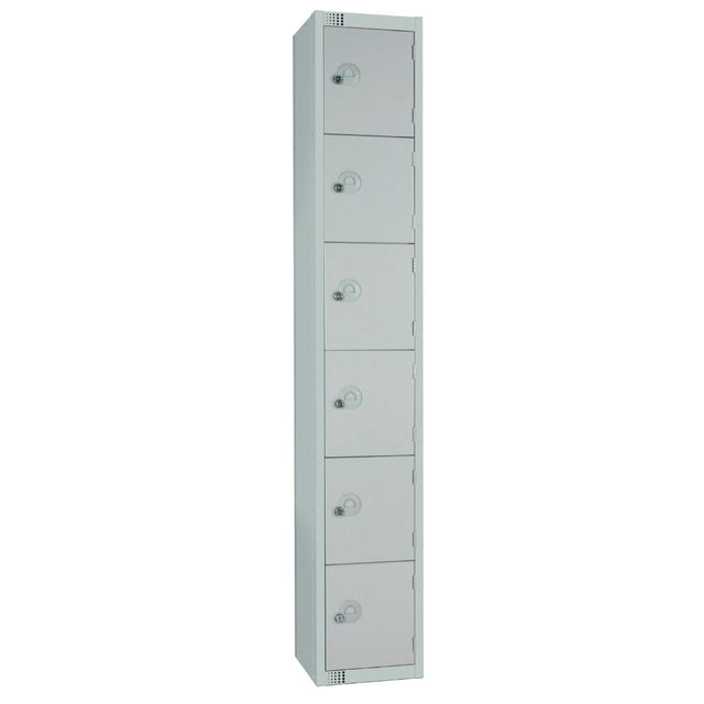 Elite Six Door Coin Return Locker with Sloping Top Grey