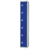 Elite Six Door Manual Combination Locker Locker Blue with Sloping Top