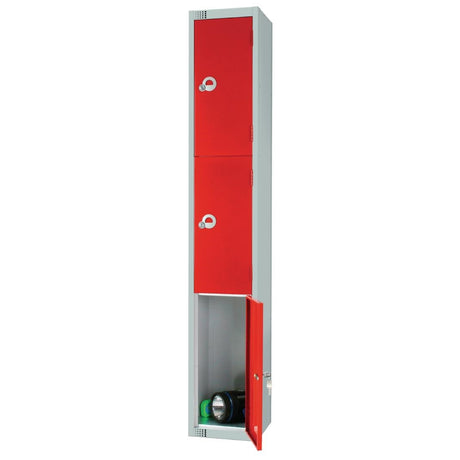 Elite Three Door Manual Combination Locker Locker Red with Sloping Top