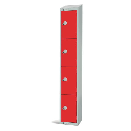 Elite Four Door Manual Combination Locker Locker Red with Sloping Top