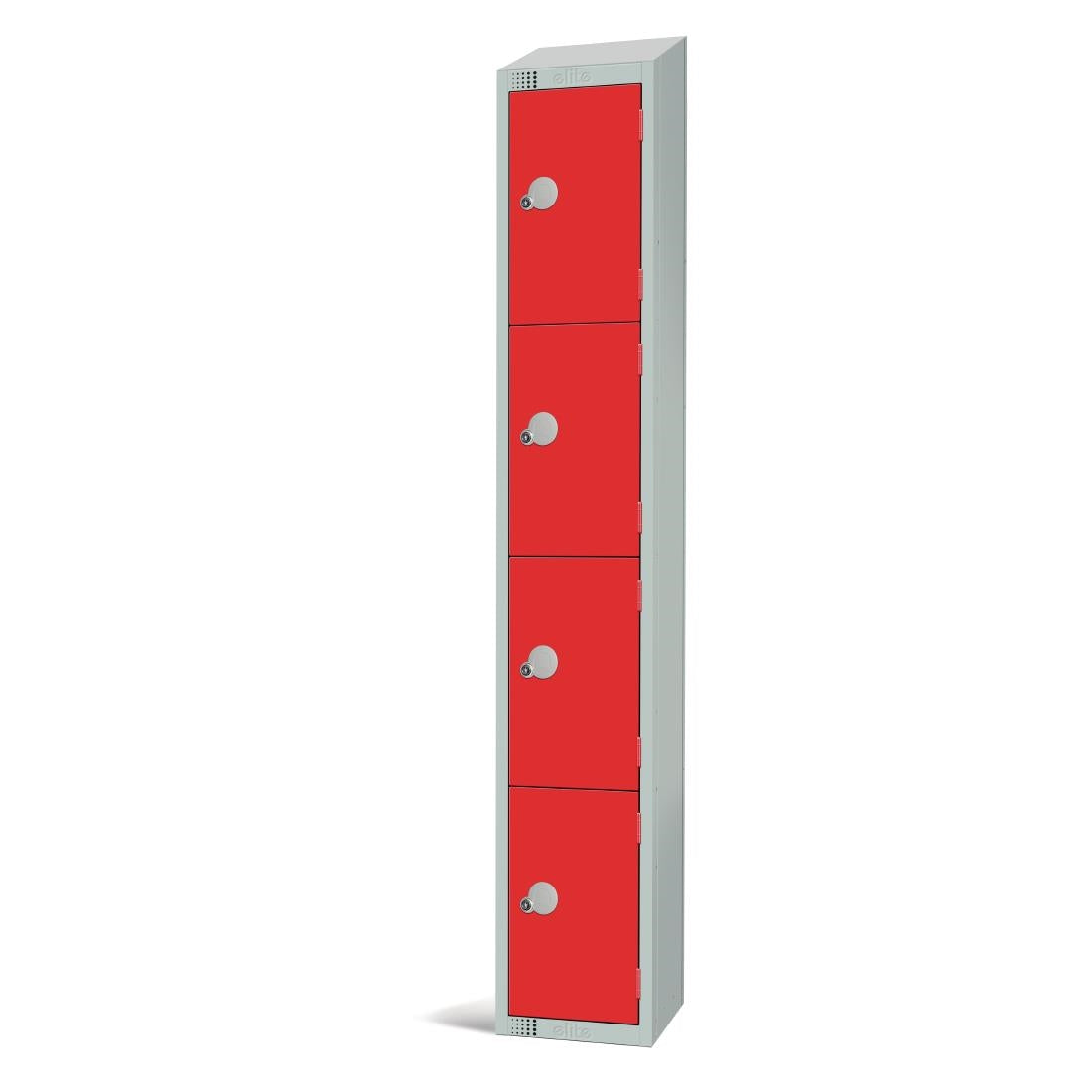 Elite Four Door Coin Return Locker with Sloping Top Red