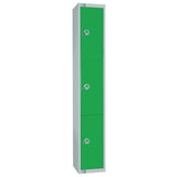 Elite Three Door Coin Return Locker with Sloping Top Green
