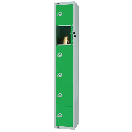 Elite Six Door Coin Return Locker Green
