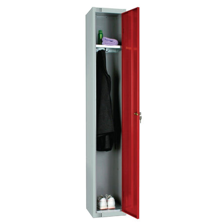 Elite Single Door Electronic Combination Locker with Sloping Top Red