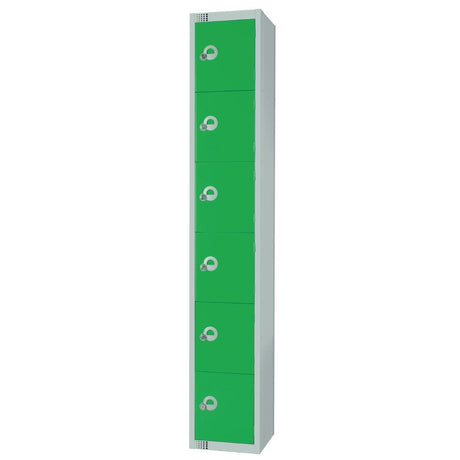 Elite Six Door Manual Combination Locker Locker Green with Sloping Top