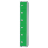 Elite Six Door Coin Return Locker with Sloping Top Green