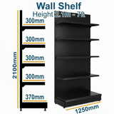100 set Black Shelf with mix width 1000mm and 1250mm - B Grade