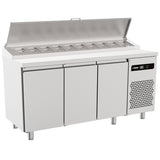 Triple Hinged Door Gastronorm Prep Counter With Raised Collar