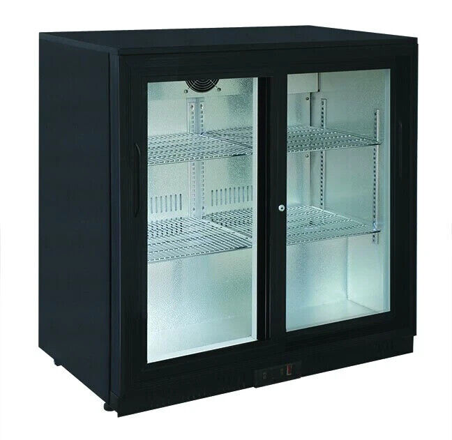 Commercial Double 2 Sliding Door Bar Bottle Cooler Fridge Chiller Beer Wine