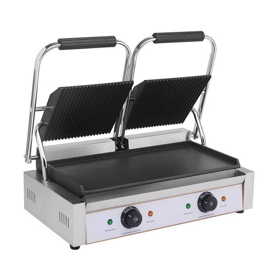 Contact Grill Twin / Ribbed Top & Smooth Bottom Panini Grill Catering Caffe
