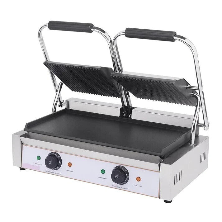 Contact Grill Twin / Ribbed Top & Smooth Bottom Panini Grill Catering Caffe