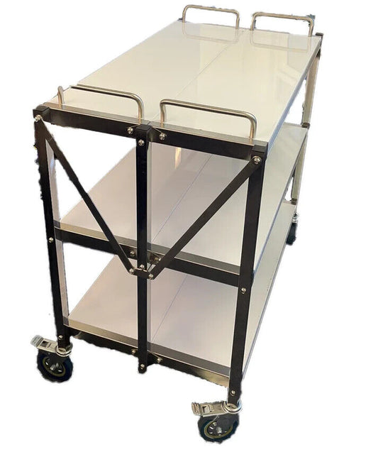 Heavy Duty Foldable 3 Tier Catering Commercial Stainless Steel Service Trolley
