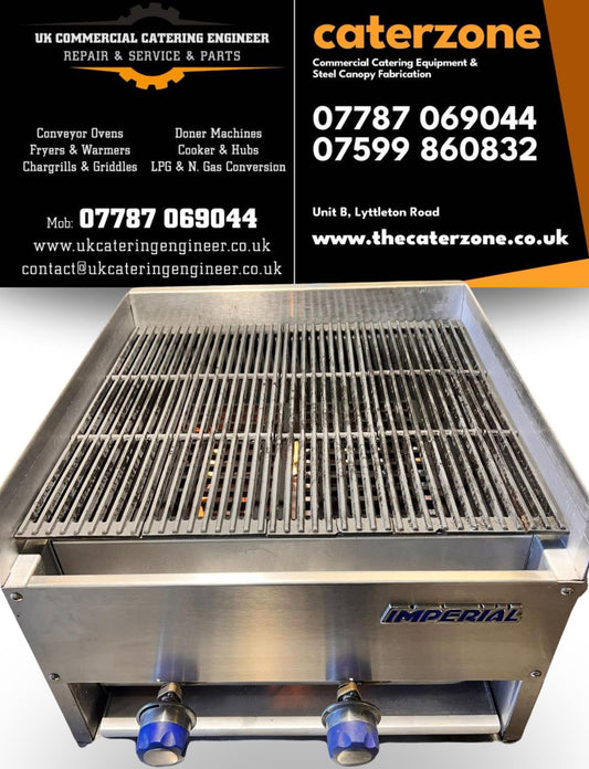 Imperial Chargrill 2 Burner Chargrill Gas Char Rock 35x55x79cm Refurbished