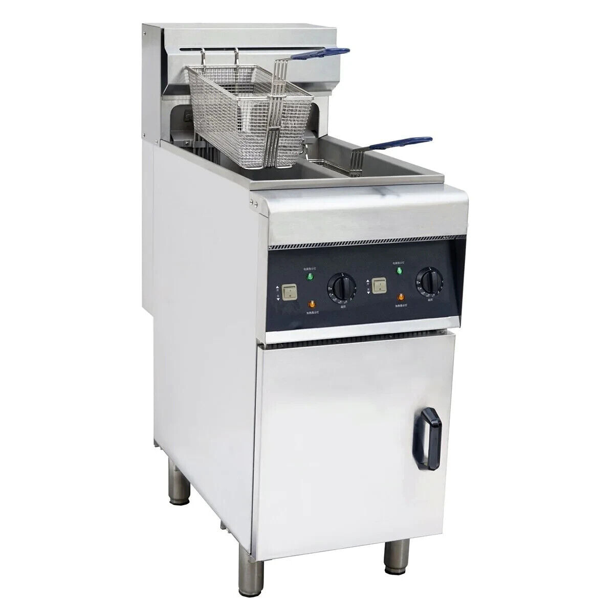 Chips Fryer Twin Tank Double Basket Single Phase Electric Deep Fat Freestanding