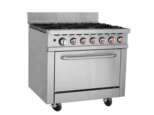6 Burner Cooker Gas Range with Oven Natural Gas or LPG 92x86x105cm