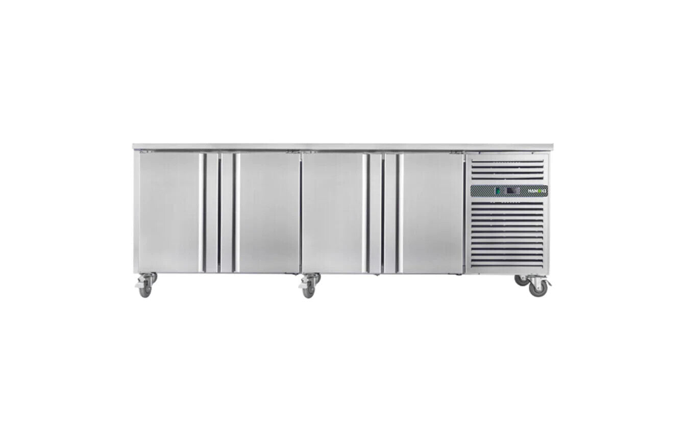 Counter Fridge 4 Door with Splash Back 564 L Bench Fridge Chiller 223x70x85 cm