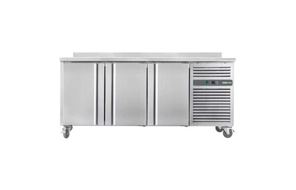 Counter Fridge 3 Door with Splash Back 346 L Bench Fridge Chiller 180x60x95 cm