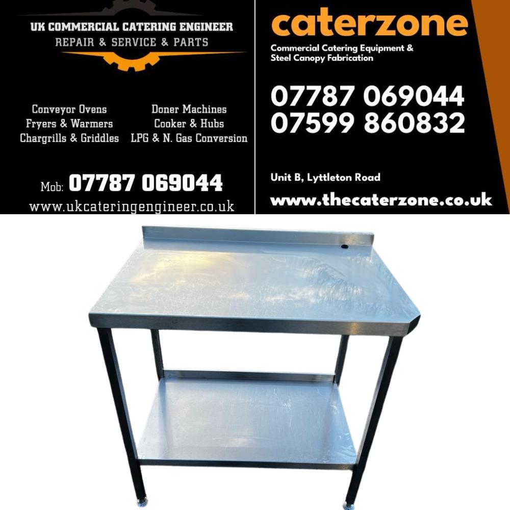 Commercial Table with Shelf and Splashback Stainless Steel Work Table 67x95x98cm