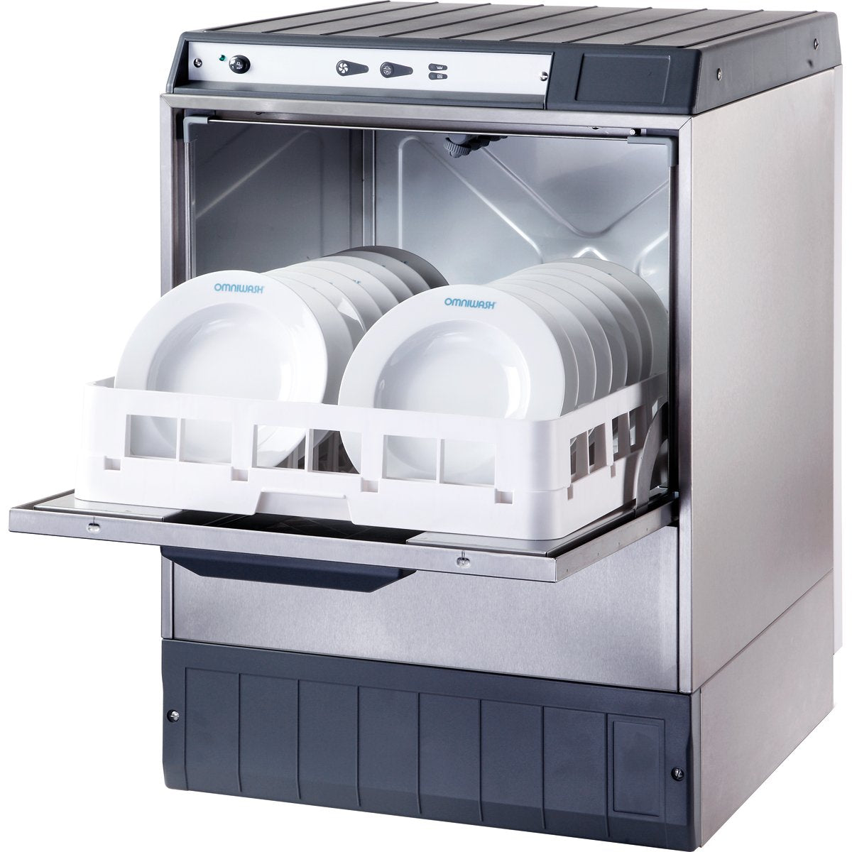 Commercial Dishwasher 540 plates/hour 500mm basket Gravity drain Detergent pump 13A | Omniwash 5000STDD