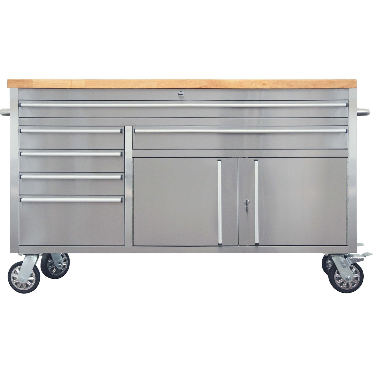 Professional Stainless Steel Rolling Tool Cabinet 2 door 6 drawers 1644x482x904mm |  602038AS