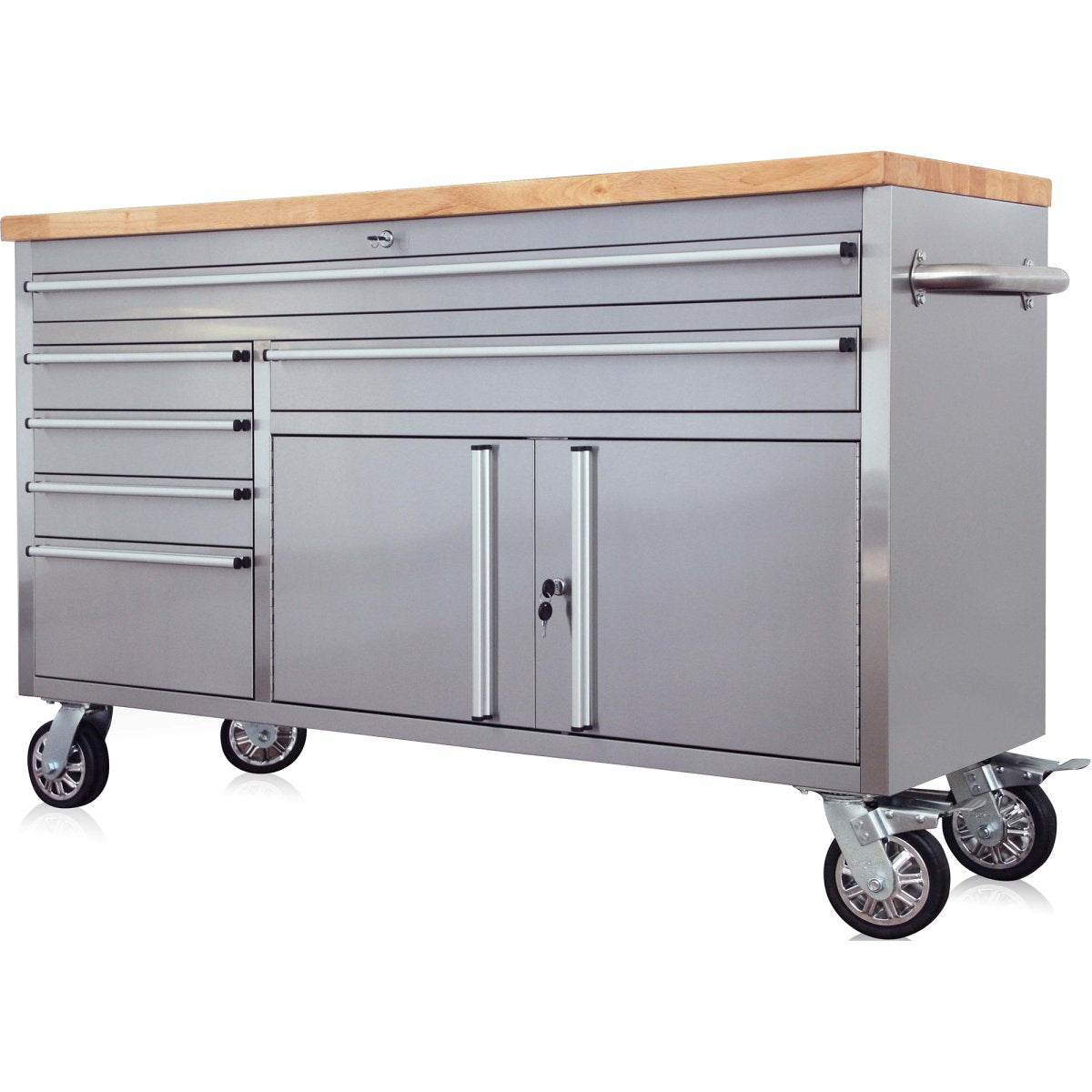 Professional Stainless Steel Rolling Tool Cabinet 2 door 6 drawers 1644x482x904mm |  602038AS