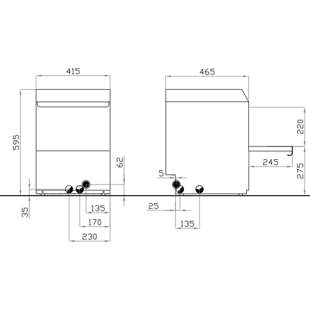 Commercial Glasswasher Premium 350mm basket 30 baskets/hour Rinse Aid dispenser Detergent dispenser & Drain pump 13A |  ADX35