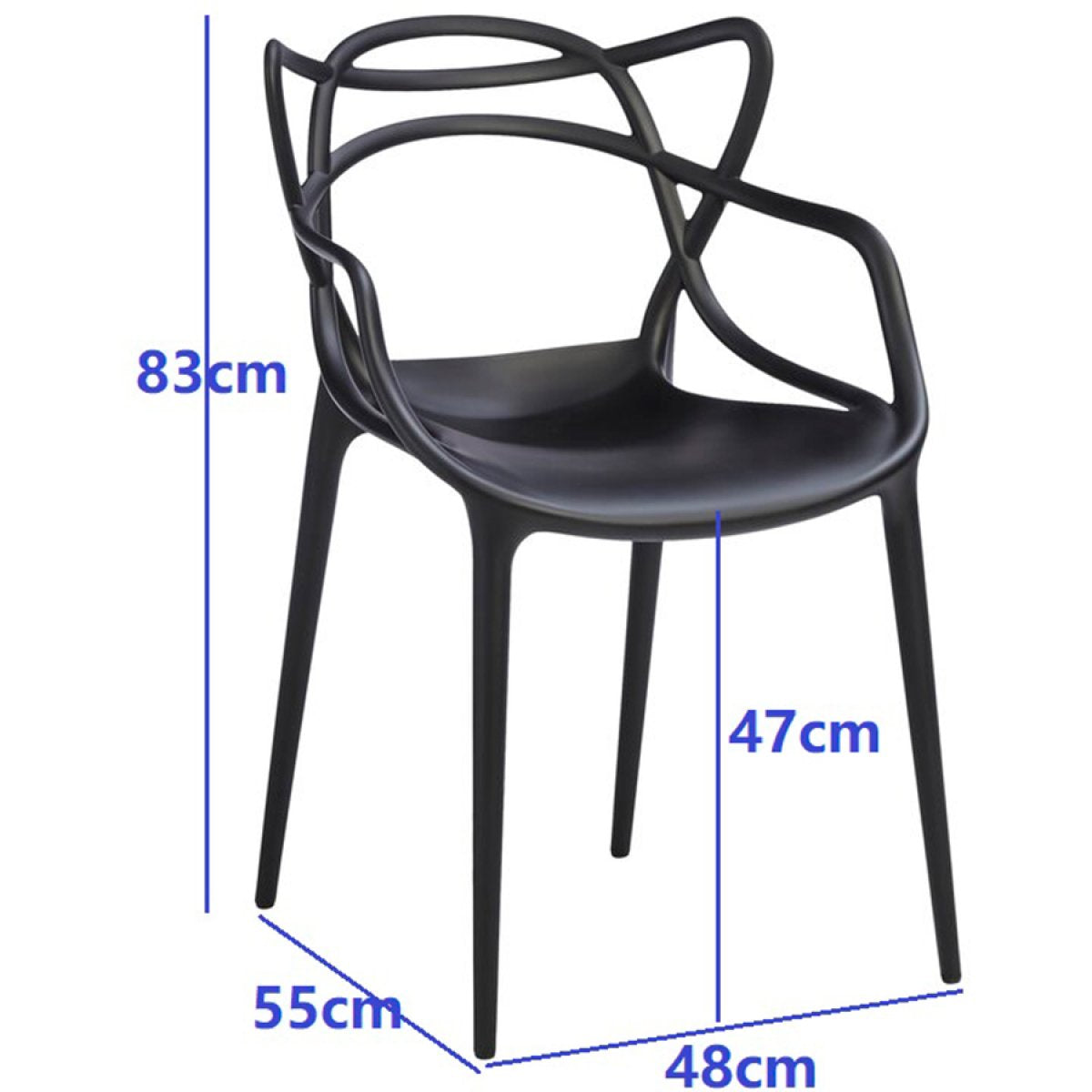 Bistro Dining Arm Chair Plastic Black Indoors & Outdoors |  WW023BLACK