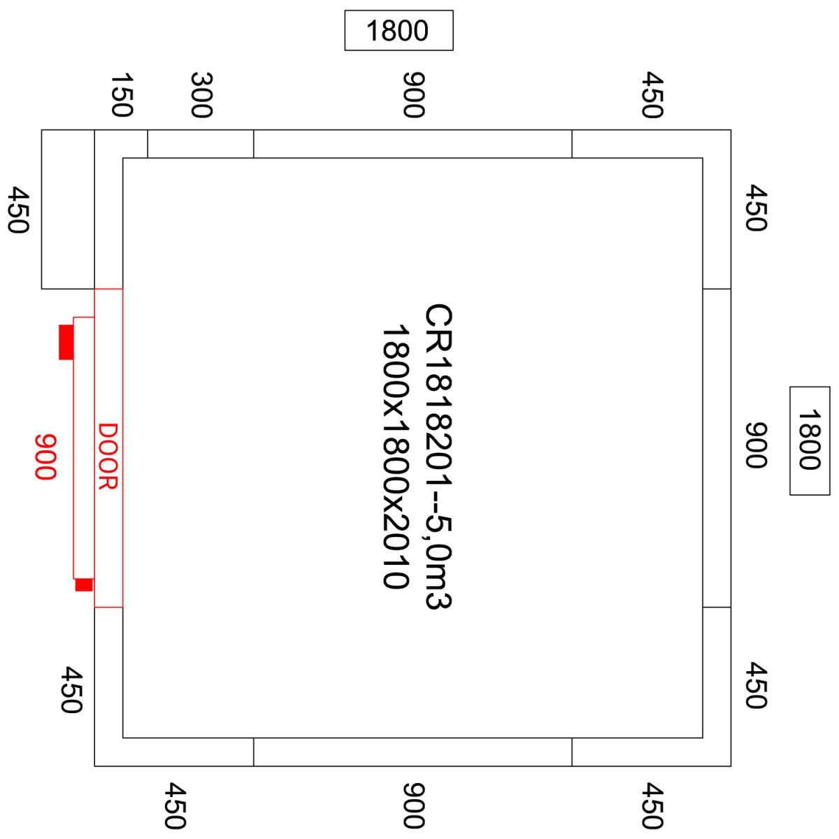 Freezer room with Freezing unit 1800x1800x2010mm Volume 5.0m3 |  FR1818201