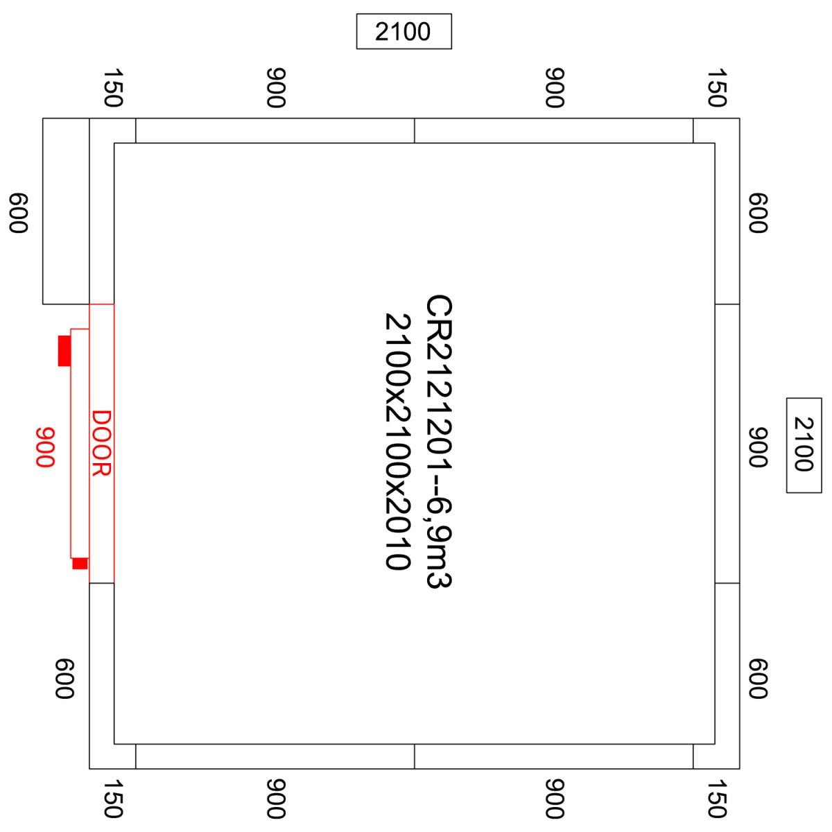 Freezer room with Freezing unit 2100x2100x2010mm Volume 7.0m3 |  FR2121201