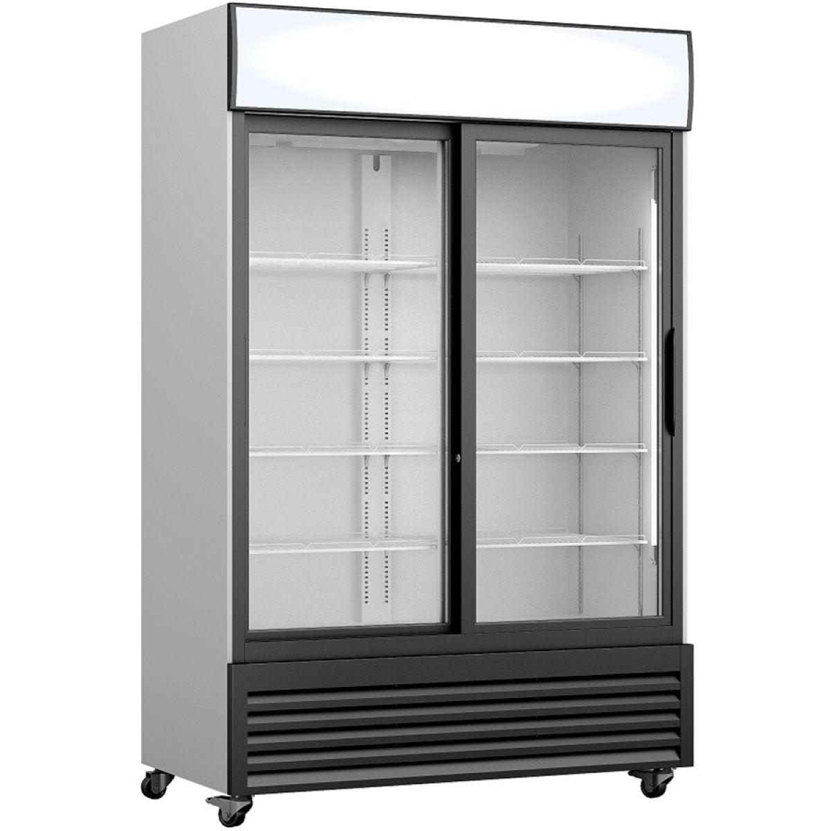 Commercial Twin Bottle cooler Upright 706 litres Fan assisted cooling Sliding glass doors Black&White |  GDR555