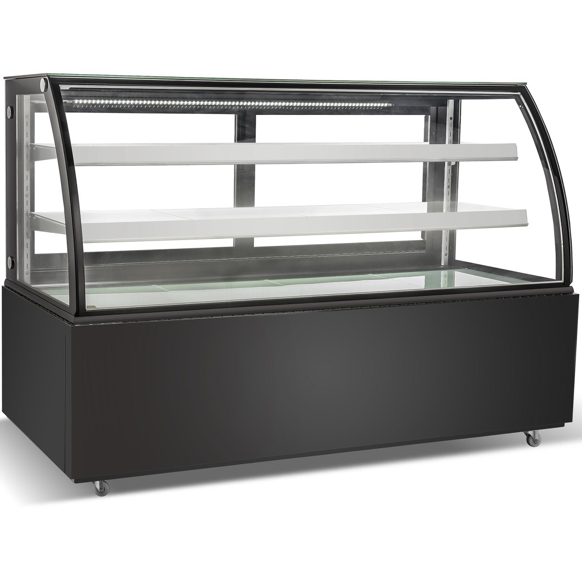 Cake counter Curved front 900x730x1300mm 3 shelves Black base LED |  GN900C3BLACK