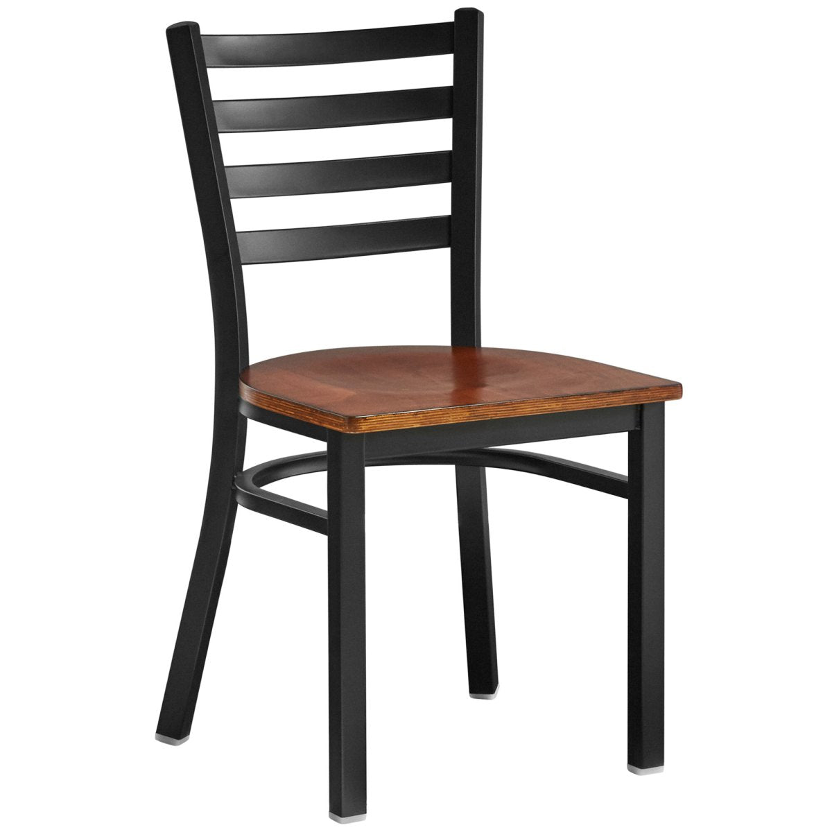 Black Steel Chair with Walnut Wood Seat & Black Back |  GS694WALNUTSEATBLACKBACK