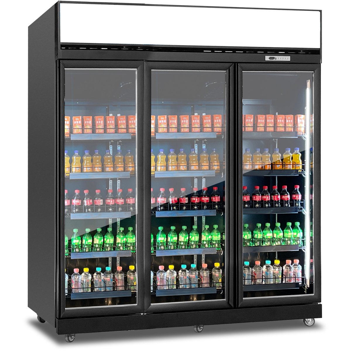 B GRADE Commercial Display Refrigerator with Triple Glass door & Canopy 1530 litres Black |  KLG1880 B GRADE