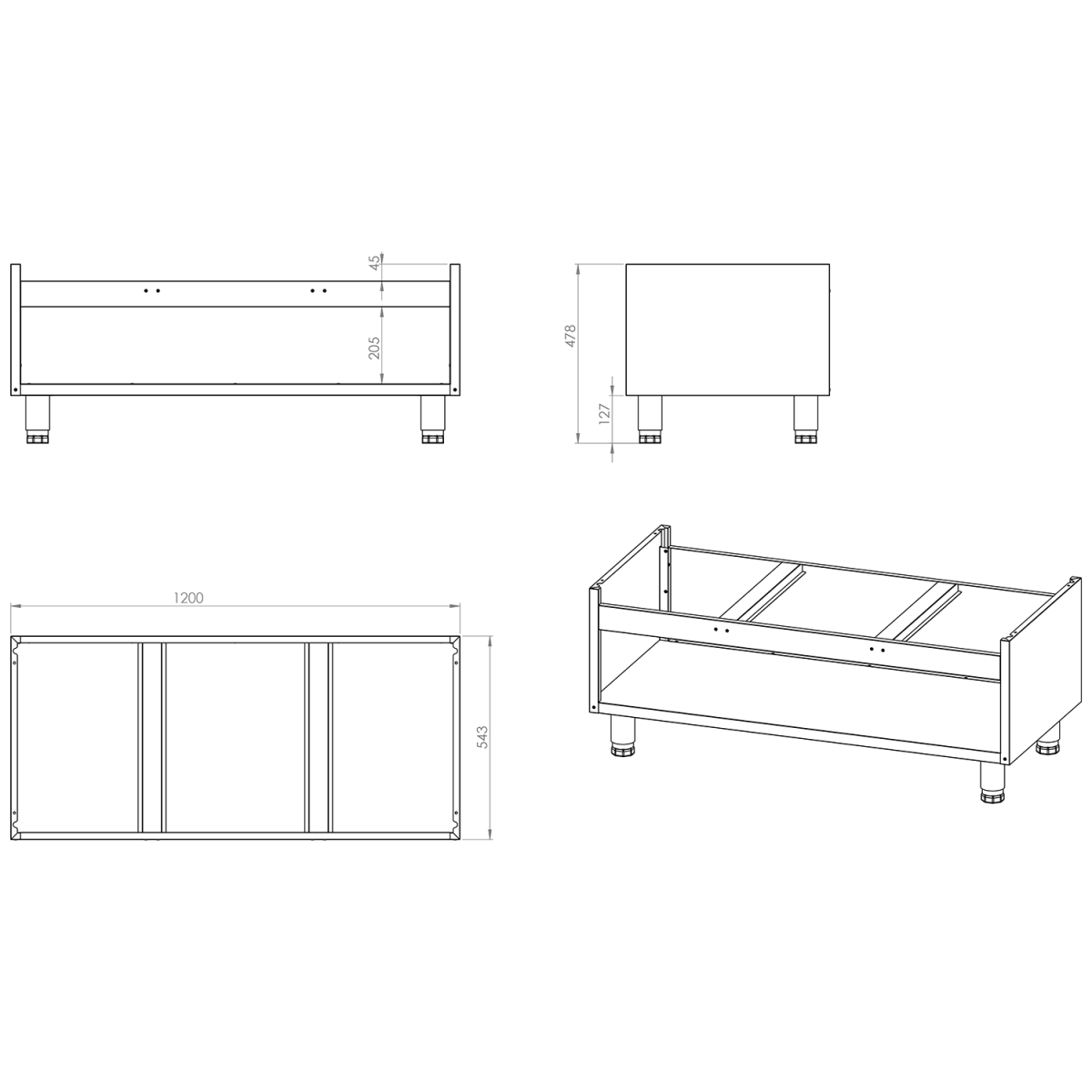 Professional Vapour Grill Gas on Open base 9 burners 33kW |  VG1270GT-KS12070