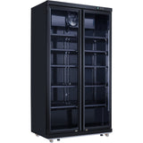 Commercial Bottle cooler Upright 773 litres Fan cooling Twin hinged doors Black Canopy light |  LG805ABLACK