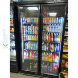 Commercial Bottle cooler Upright 773 litres Fan cooling Twin hinged doors Black Canopy light |  LG805ABLACK