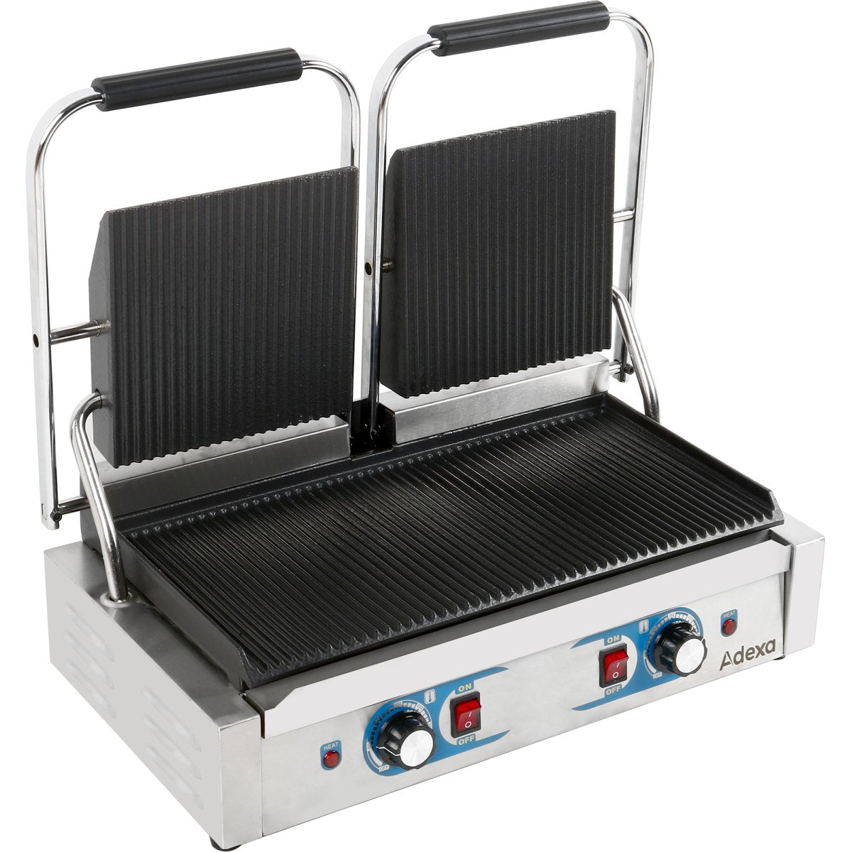 Heavy Duty Twin Panini Contact grill Dual Zone 1.8kW Ribbed |  MLP813