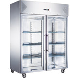 Commercial Refrigerator Upright cabinet 1200 litres Stainless steel Twin glass door GN2/1 Fan cooling |  R1200SGLASS