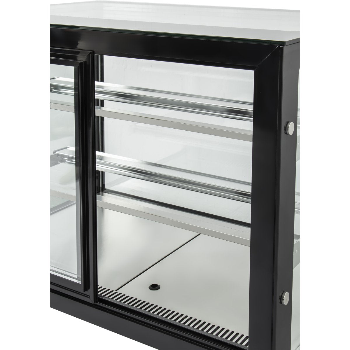 Cake counter Straight front 1000x700x1200mm 2 shelves Black base LED |  GN1000R2BLACK