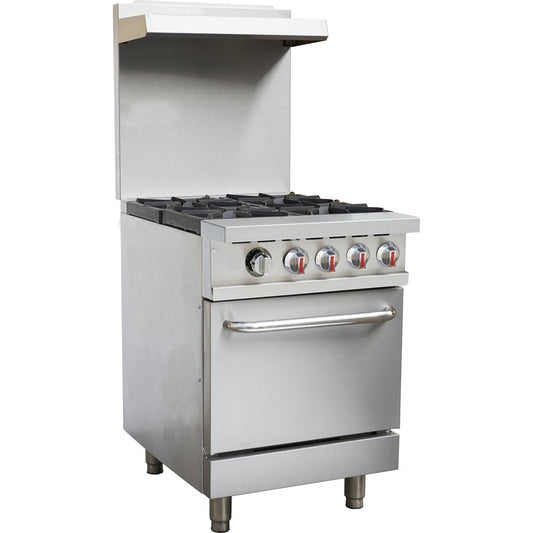 Professional Gas range 4 burners 24kW Gas oven 8kW Upstand and Overshelf |  RGR24X