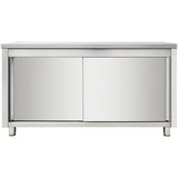 Commercial Worktop Floor Cupboard Sliding doors Stainless steel Width 2000mm Depth 600mm |  THASR206