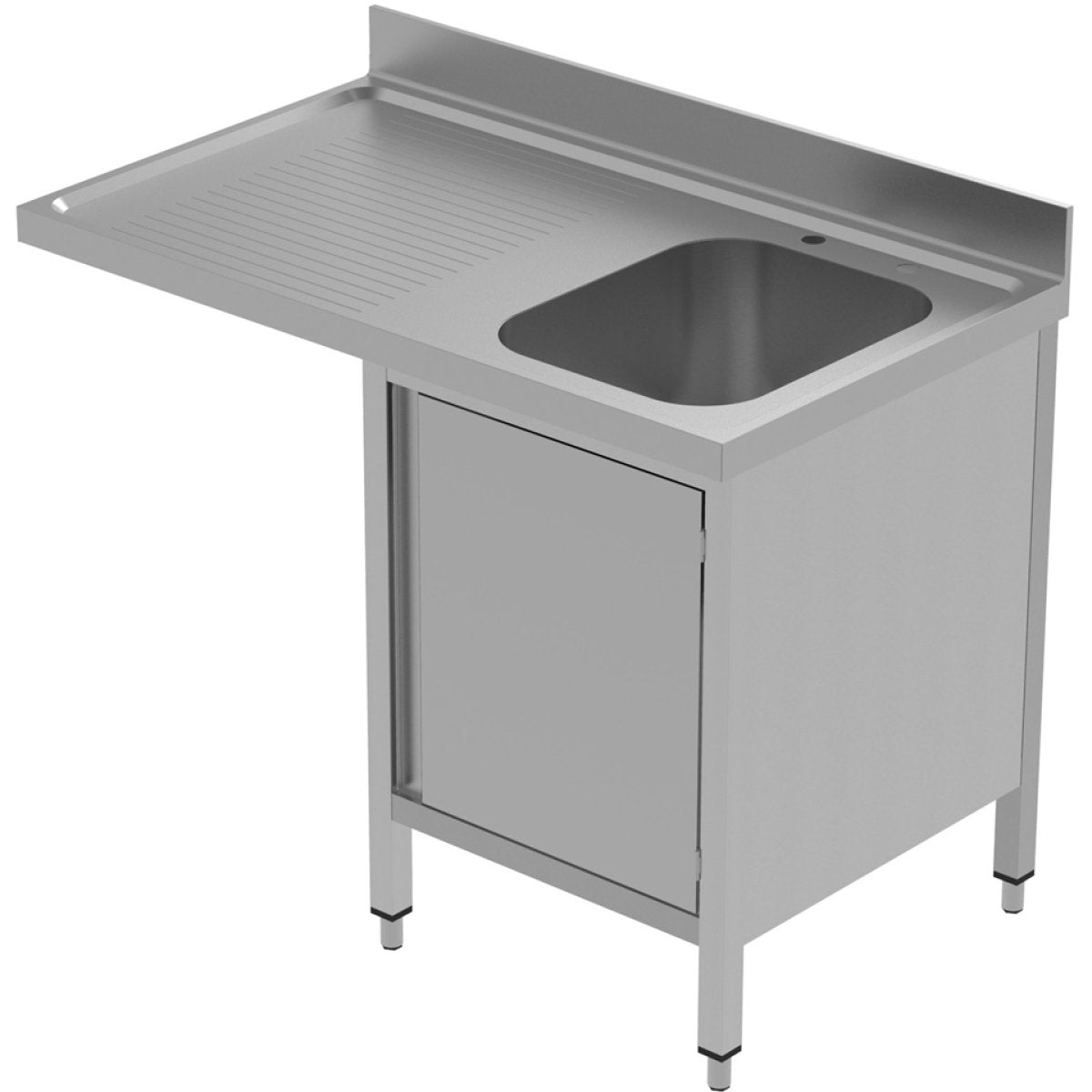 Commercial Sink for dishwashers with Cupboard 1 bowl Right Splashback 1200mm Depth 700mm |  VSCH127RBS