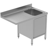 Commercial Sink for dishwashers with Cupboard 1 bowl Right Splashback 1200mm Depth 700mm |  VSCH127RBS