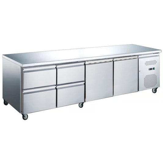 Professional Low Refrigerated Counter / Chef Base 2 doors 4 drawers 2230x700x650mm |  UGN4140