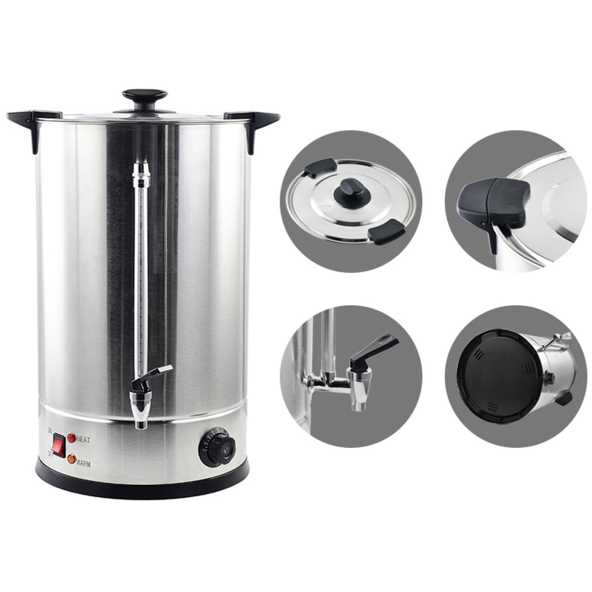 Commercial Double wall Coffee Urn with Boil-dry protection 25 litres 1.6kW |  VICWBQ25